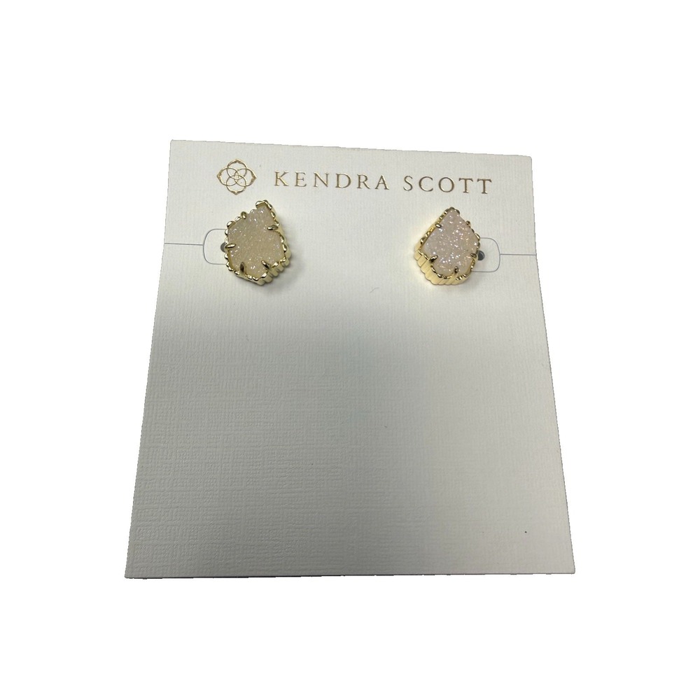 NWT Kendra Scott Tessa Iridescent Drusy Stud Earrings 14k Gold Plated